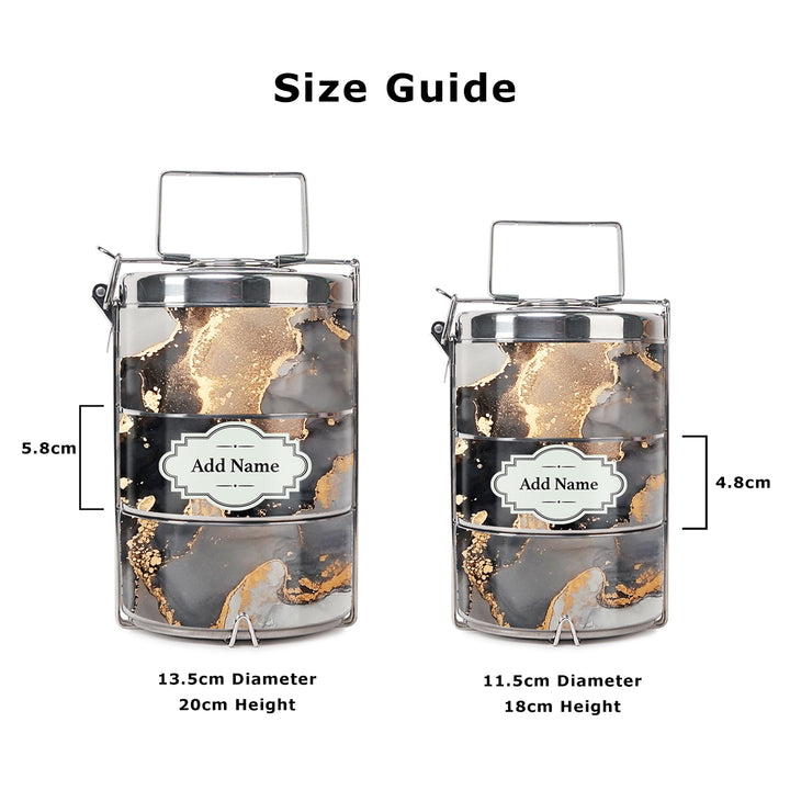 Teezbee.com - Abstract Fluid Insulated Tiffin Carrier (Size Guide)