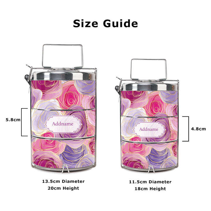 Teezbee.com - Abstract Rose Insulated Tiffin Carrier (Size Guide)