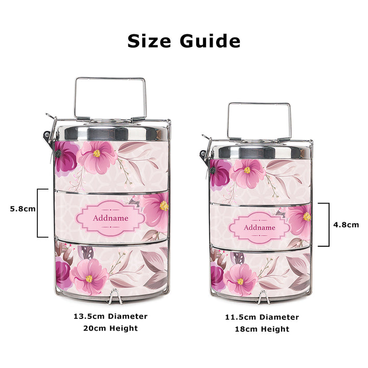 Teezbee.com - Amour Rose Insulated Tiffin Carrier (Size Guide)