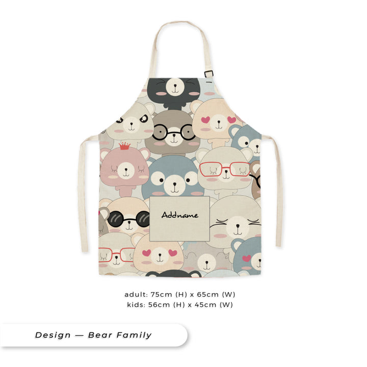 Teezbee.com - Premium Cotton Linen Apron (Bear Family)