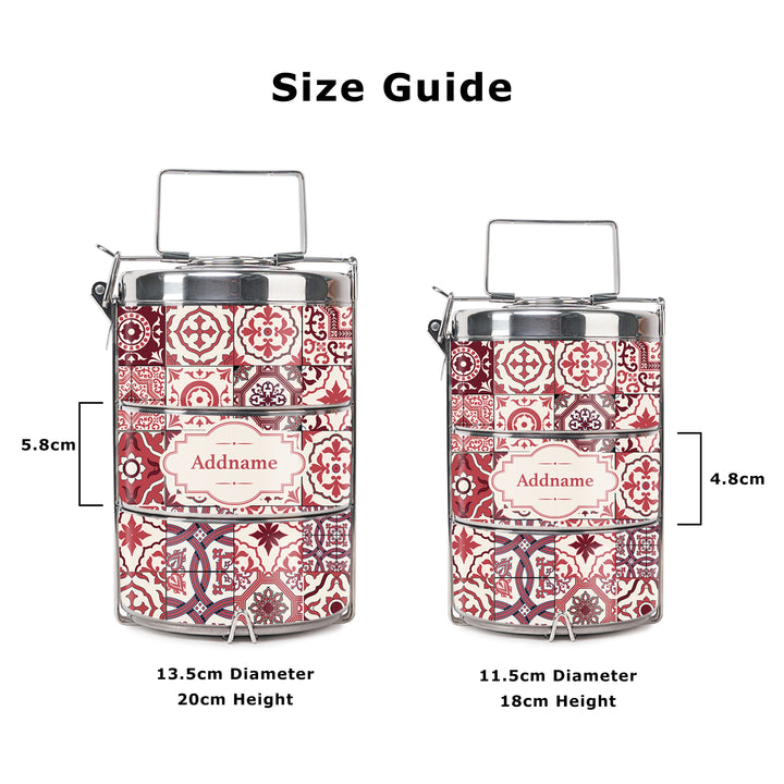 Teezbee.com - Azulejo Insulated Tiffin Carrier (Size Guide)