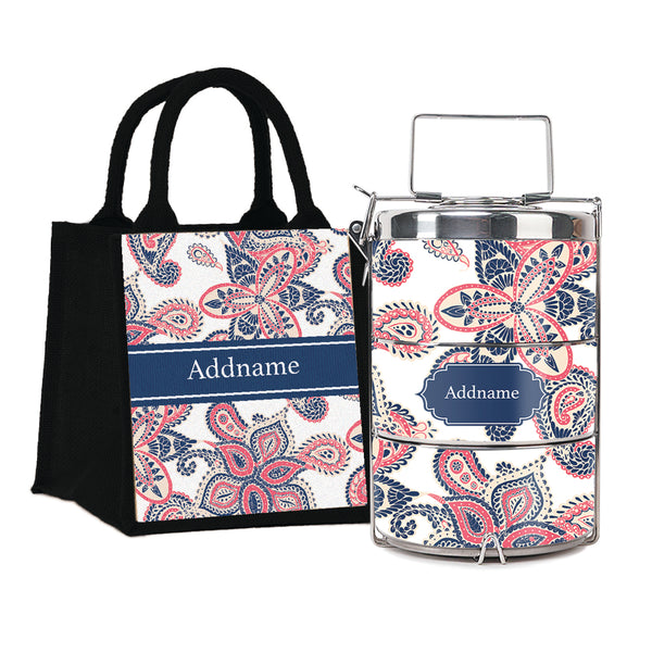 Teezbee.com - Paisley Batik Insulated Tiffin Carrier & Lunch Bag