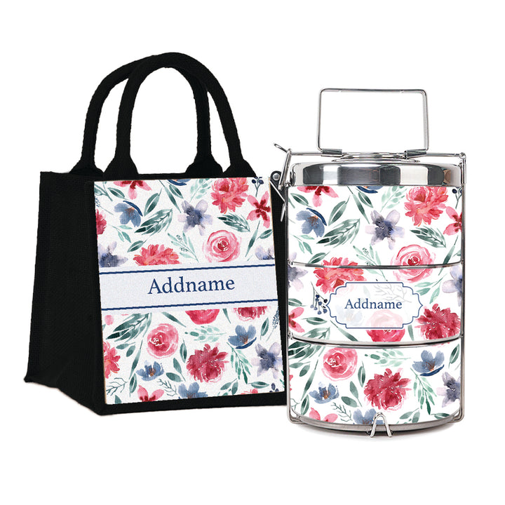 Teezbee.com - Peony Rose Insulated Tiffin Carrier & Lunch Bag