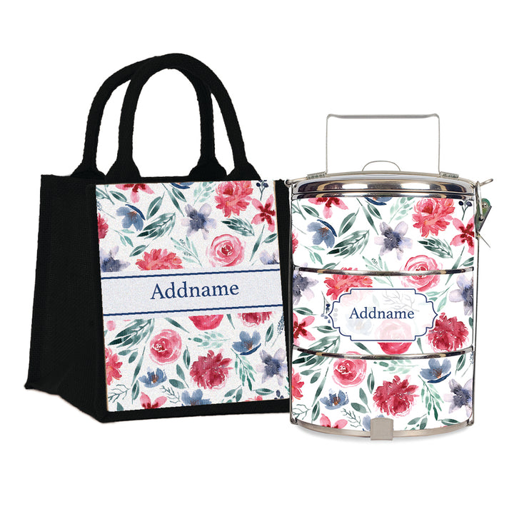 Teezbee.com - Peony Rose Tiffin Carrier & Lunch Bag
