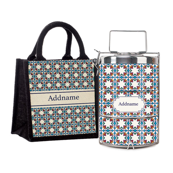 Teezbee.com - Moroccan Arabesque Pied Insulated Tiffin Carrier & Lunch Bag