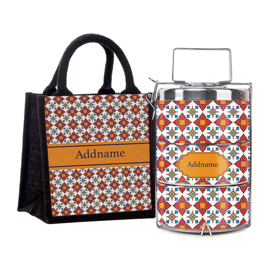 Teezbee.com - Moroccan Majolica Red Insulated Tiffin Carrier & Lunch Bag