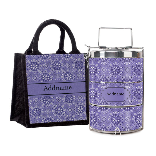 Teezbee.com - Mosaic Ornament Purple Insulated Tiffin Carrier & Lunch Bag