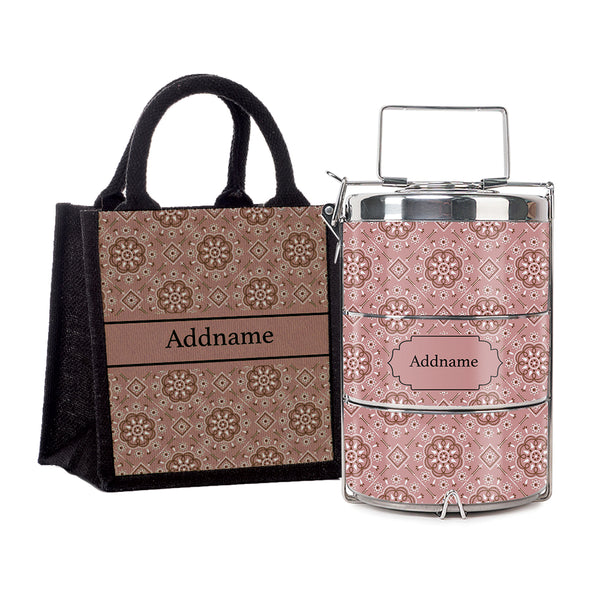 Teezbee.com - Mosaic Ornament Red Insulated Tiffin Carrier & Lunch Bag