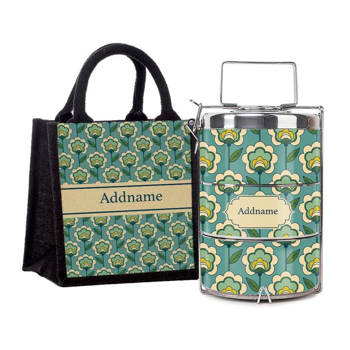 Teezbee.com - Retro Floral Insulated Tiffin Carrier & Lunch Bag