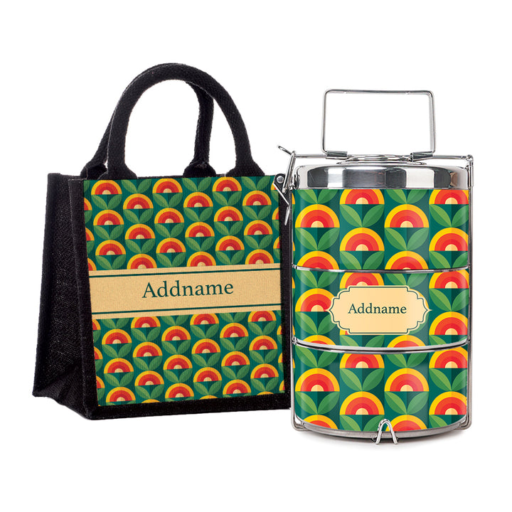 Teezbee.com - Retro Leaf Insulated Tiffin Carrier & Lunch Bag
