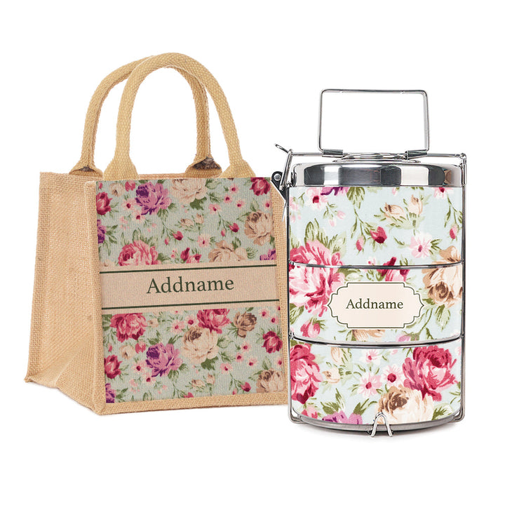Teezbee.com - Flora Carnation Insulated Tiffin Carrier & Lunch Bag