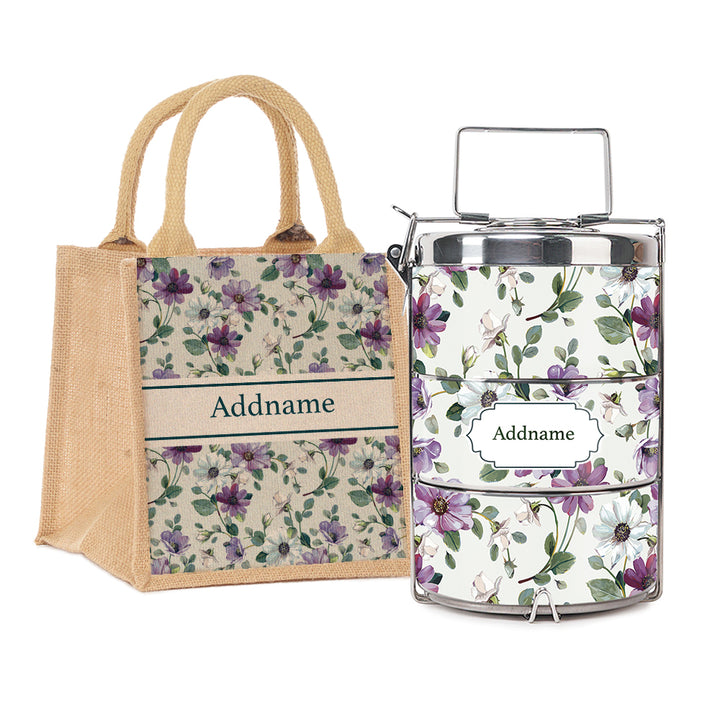 Teezbee.com - Flora Violet Insulated Tiffin Carrier & Lunch Bag