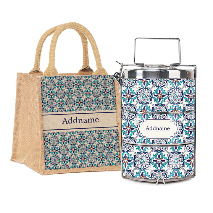 Teezbee.com - Moroccan Frost Blue Insulated Tiffin Carrier & Lunch Bag