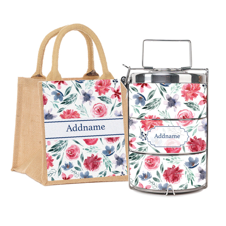 Teezbee.com - Peony Rose Insulated Tiffin Carrier & Lunch Bag