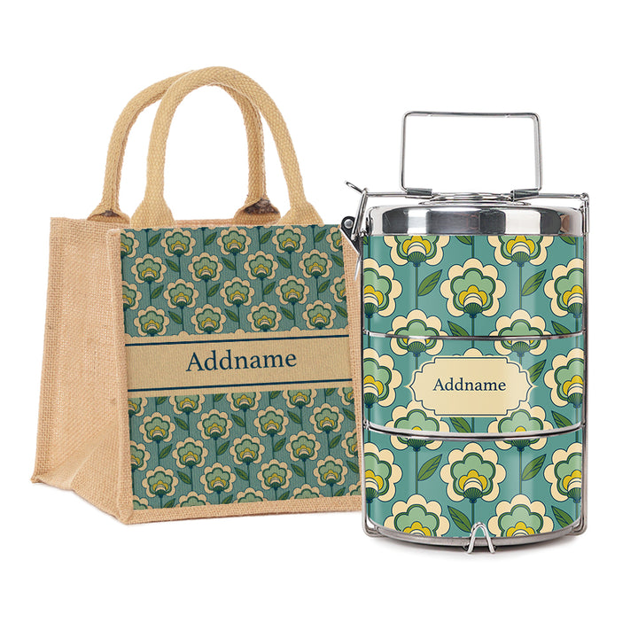 Teezbee.com - Retro Floral Insulated Tiffin Carrier & Lunch Bag