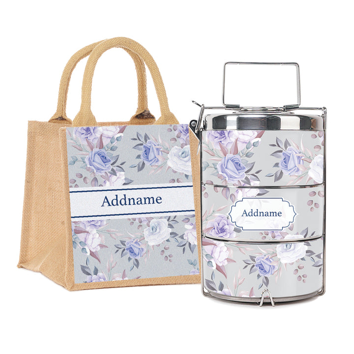 Teezbee.com - Violet Flora Insulated Tiffin Carrier & Lunch Bag
