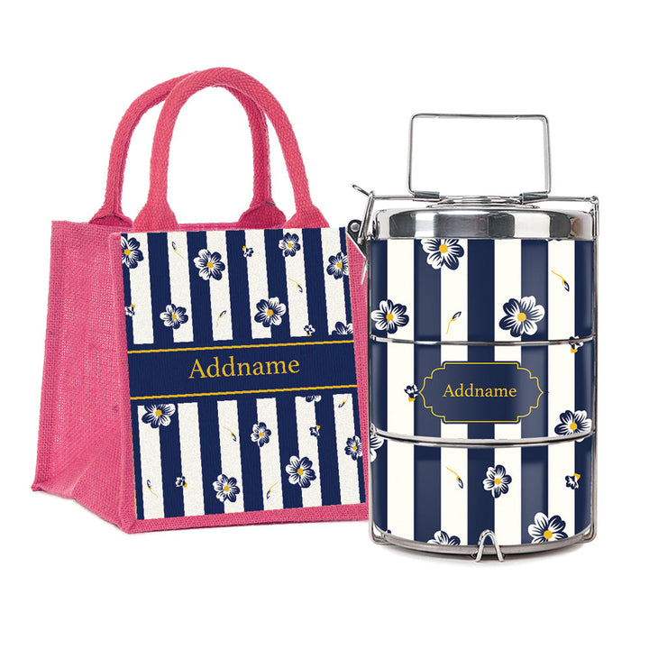 Teezbee.com - Blue Blossom Insulated Tiffin Carrier & Lunch Bag