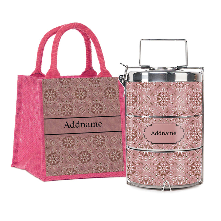 Teezbee.com - Mosaic Ornament Red Insulated Tiffin Carrier & Lunch Bag