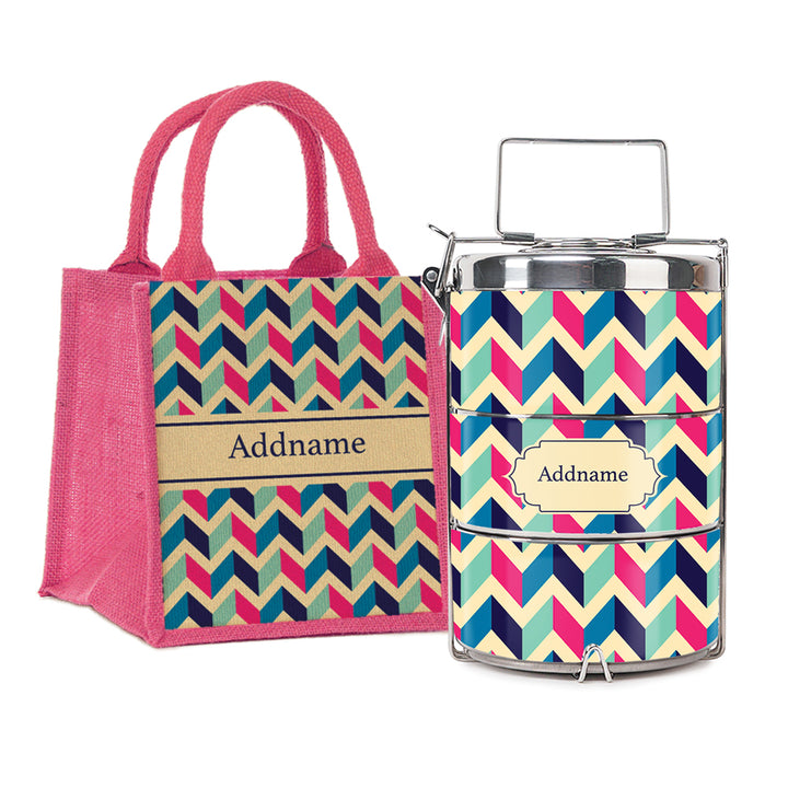 Teezbee.com - Retro Zigzag Insulated Tiffin Carrier & Lunch Bag