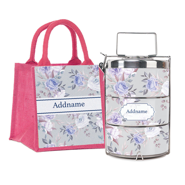 Teezbee.com - Violet Flora Insulated Tiffin Carrier & Lunch Bag