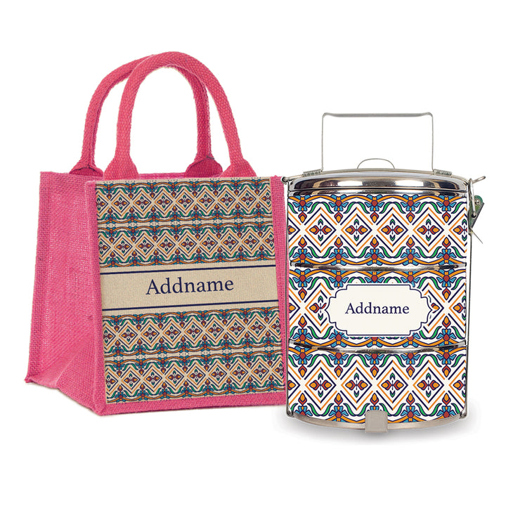 Teezbee.com - Moroccan Azulejo Pied Tiffin Carrier & Lunch Bag