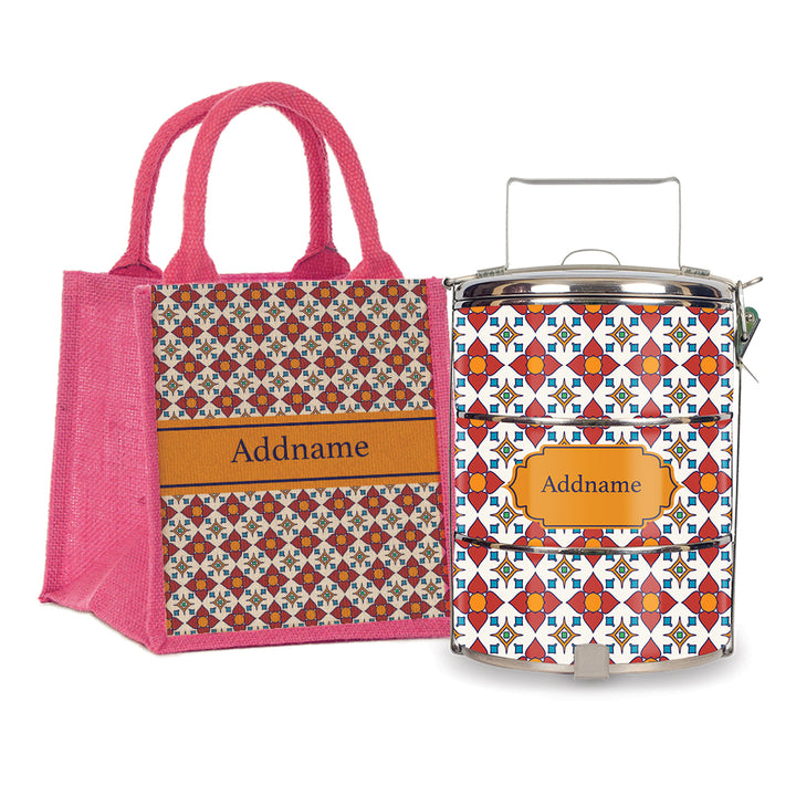 Teezbee.com - Moroccan Majolica Red Tiffin Carrier & Lunch Bag