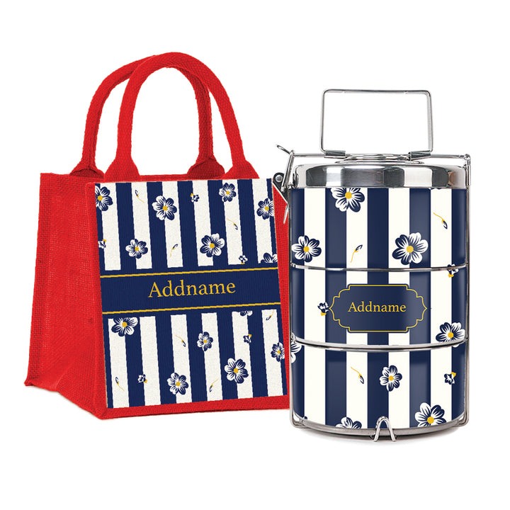 Teezbee.com - Blue Blossom Insulated Tiffin Carrier & Lunch Bag