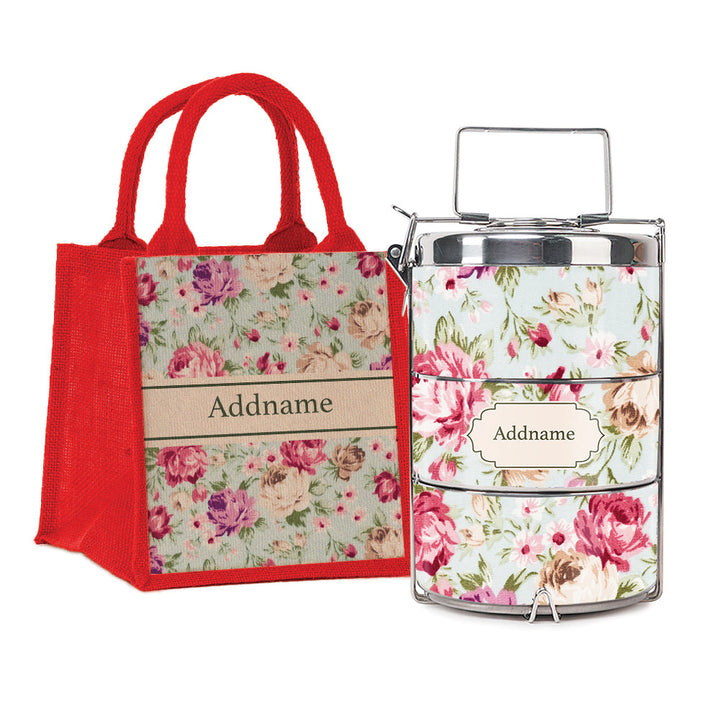 Teezbee.com - Flora Carnation Insulated Tiffin Carrier & Lunch Bag