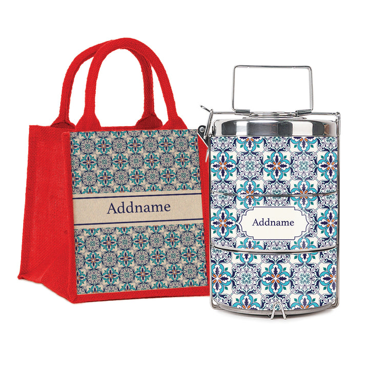 Teezbee.com - Moroccan Frost Blue Insulated Tiffin Carrier & Lunch Bag
