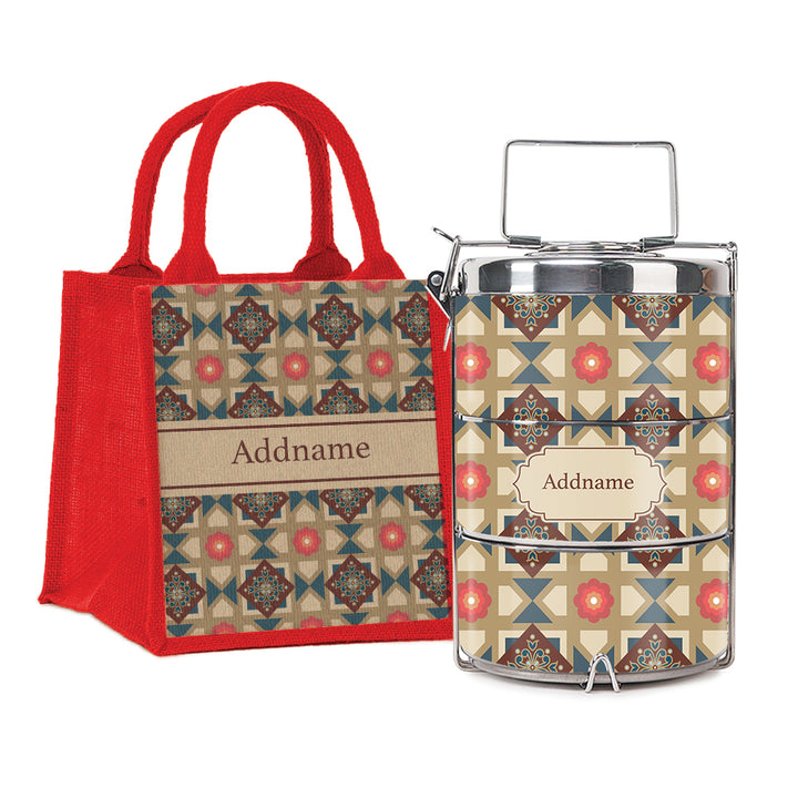 Teezbee.com - Mosaic Floret Oriental Insulated Tiffin Carrier & Lunch Bag