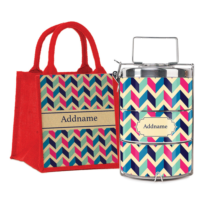 Teezbee.com - Retro Zigzag Insulated Tiffin Carrier & Lunch Bag