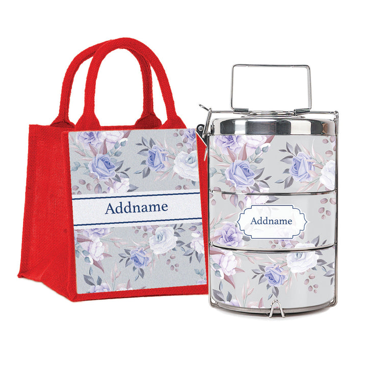 Teezbee.com - Violet Flora Insulated Tiffin Carrier & Lunch Bag