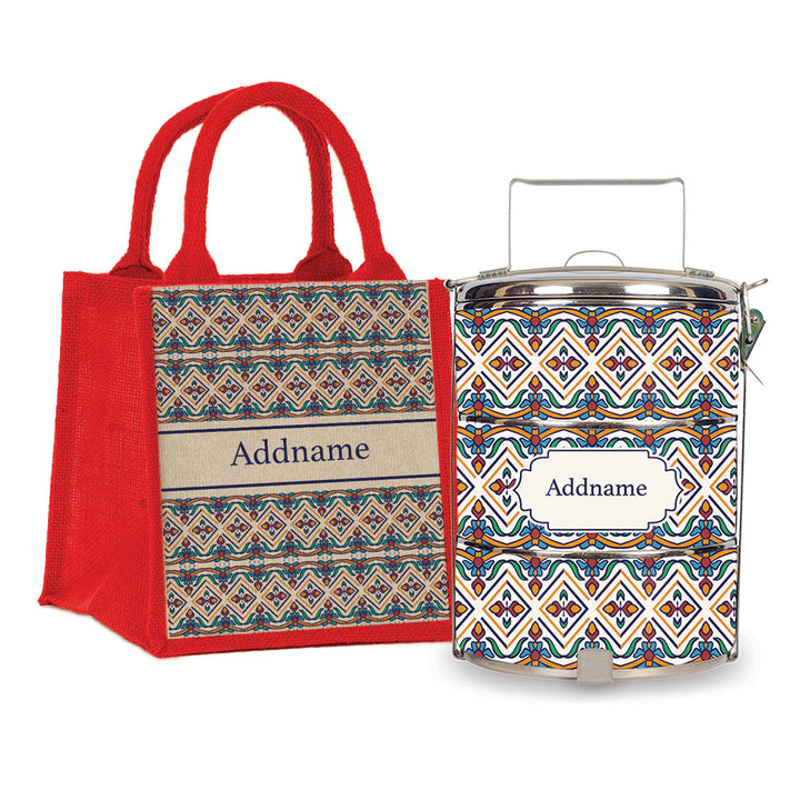 Teezbee.com - Moroccan Azulejo Pied Tiffin Carrier & Lunch Bag