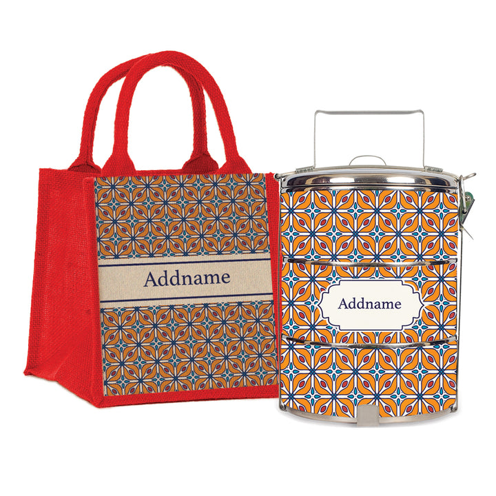 Teezbee.com - Moroccan Majolica Orange Tiffin Carrier & Lunch Bag