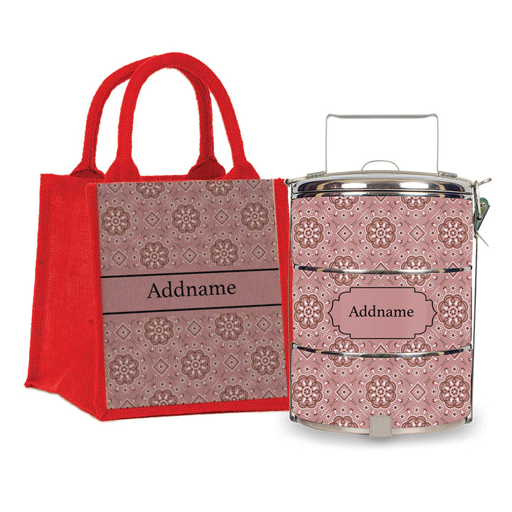 Teezbee.com - Mosaic Ornament Red Tiffin Carrier & Lunch Bag
