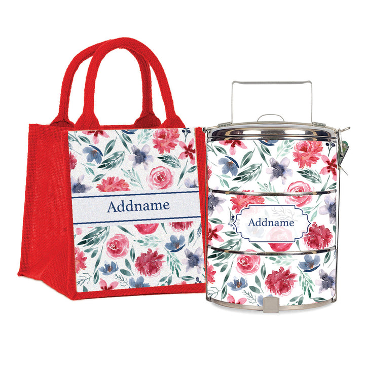 Teezbee.com - Peony Rose Tiffin Carrier & Lunch Bag