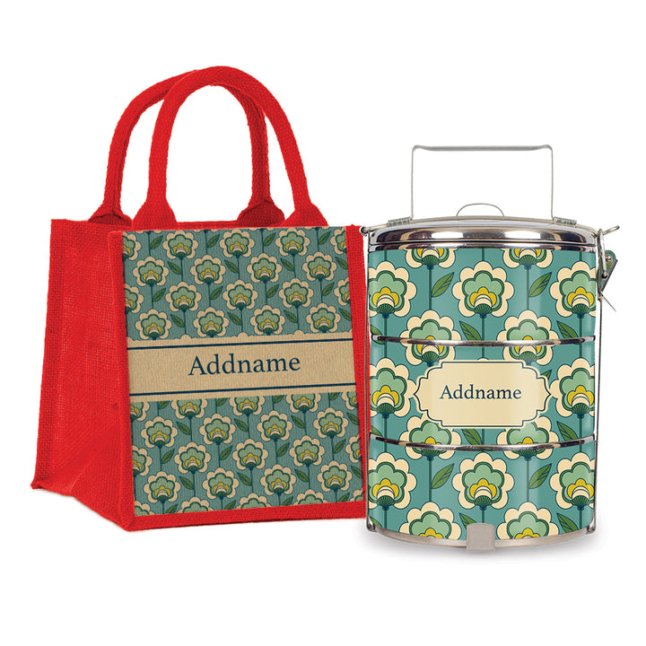 Teezbee.com - Retro Floral Tiffin Carrier & Lunch Bag