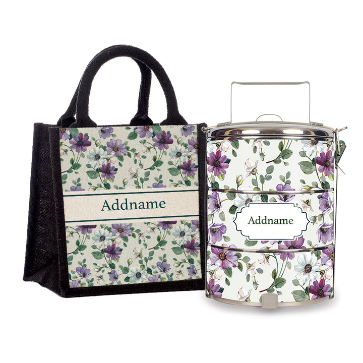Teezbee.com - Flora Violet Tiffin Carrier & Lunch Bag