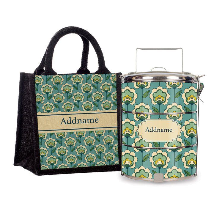 Teezbee.com - Retro Floral Tiffin Carrier & Lunch Bag
