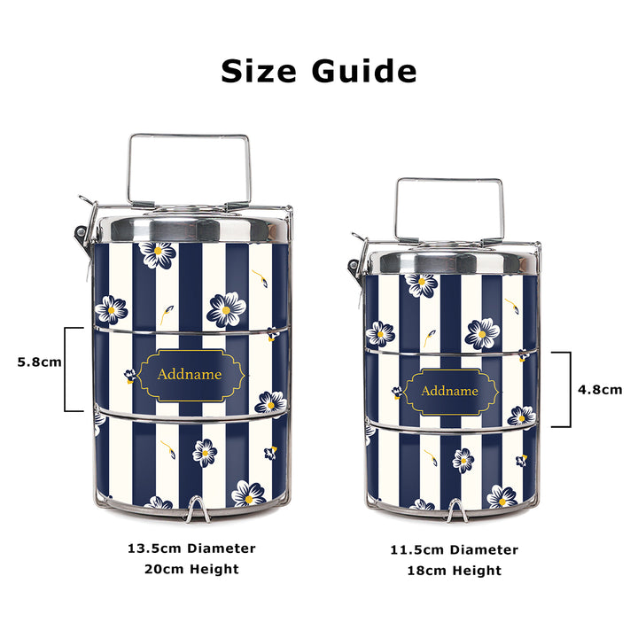 Teezbee.com - Blue Blossom Insulated Tiffin Carrier (Size Guide)