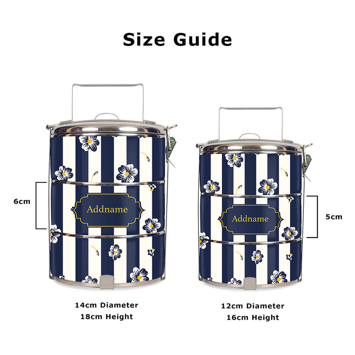 Teezbee.com - Blue Blossom Tiffin Carrier (Size Guide)