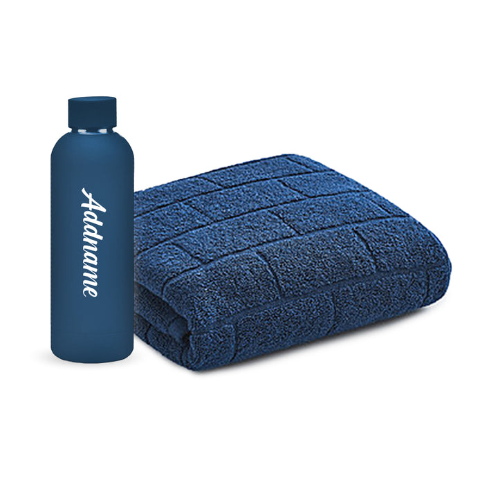 Teezbee.com - Antibacterial Bath Towel (Blue) + REVO Bottle Bundle