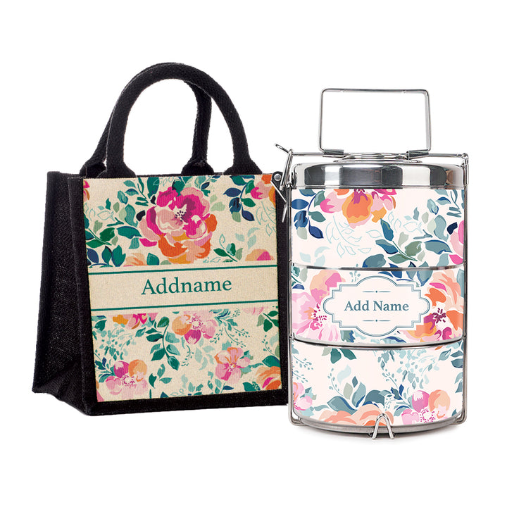 Teezbee.com - Flora Collage Insulated Tiffin Carrier & Lunch Bag