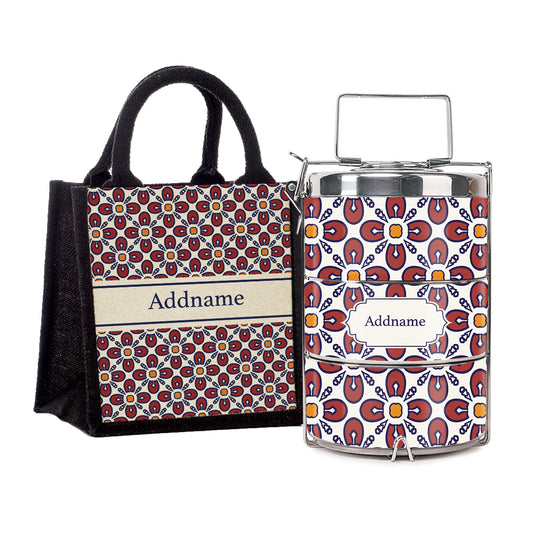 Teezbee.com - Moroccan Aegean Red Insulated Tiffin Carrier & Lunch Bag