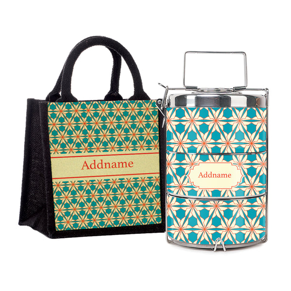 Teezbee.com - Mosaic Floret Green Insulated Tiffin Carrier & Lunch Bag