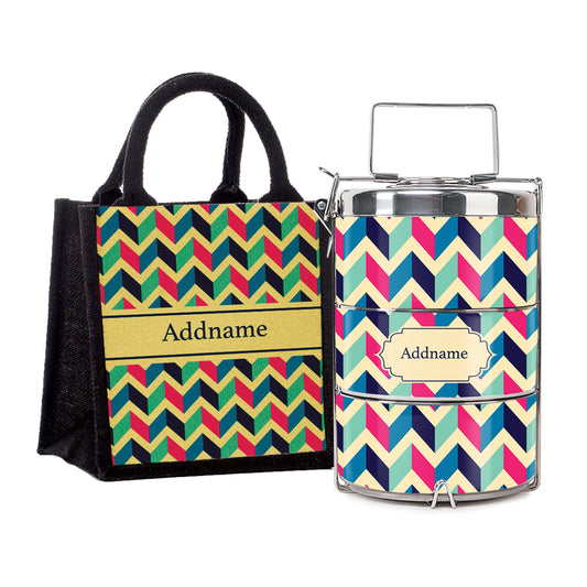 Teezbee.com - Retro Zigzag Insulated Tiffin Carrier & Lunch Bag