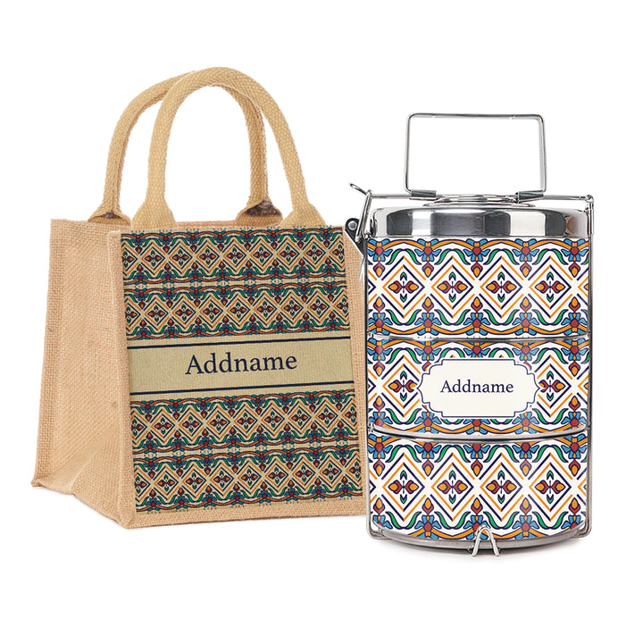 Teezbee.com - Moroccan Azulejo Pied Insulated Tiffin Carrier & Lunch Bag