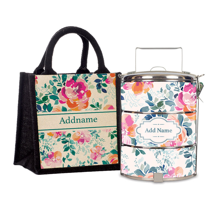 Teezbee.com - Flora Collage Tiffin Carrier & Lunch Bag