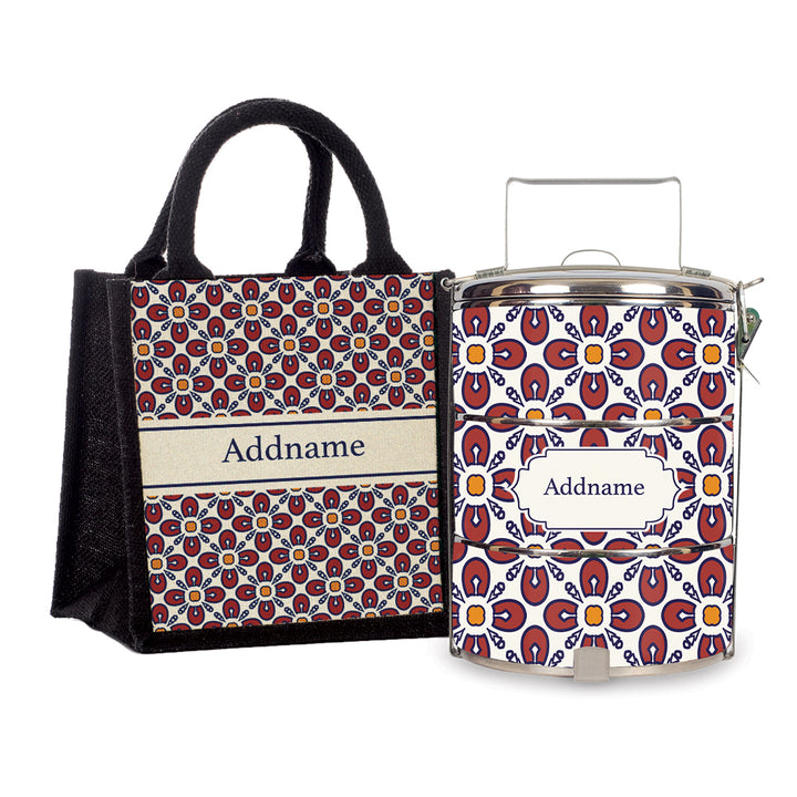 Teezbee.com - Moroccan Aegean Red Tiffin Carrier & Lunch Bag