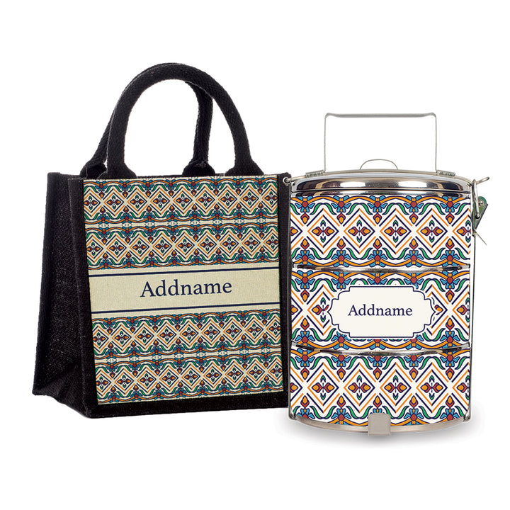 Teezbee.com - Moroccan Azulejo Pied Tiffin Carrier & Lunch Bag